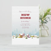 Invitation Annonce de déménagement Paysage hivernal coloré (Debout devant)