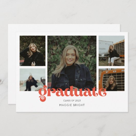 Invitation Annonce de diplômé 2023 multi photo   (Devant / Derrière)