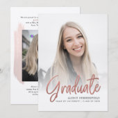 Invitation Annonce de diplôme 2026 Photo de graduation Script (Devant / Derrière)