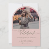 Invitation Annonce de Diplôme avec Arche Verte et Rose en Typ (Dos)