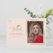 Invitation Annonce de diplômé chic rose gold pailletée photo (Debout devant)