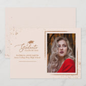 Invitation Annonce de diplômé chic rose gold pailletée photo (Devant / Derrière)