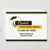 Invitation Annonce de diplômé jaune noir blanc (Devant)