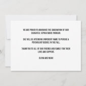 Invitation Annonce de diplômé jaune noir blanc (Dos)