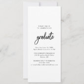 Invitation Annonce de diplômé Photo Script Promotion 2026 (Dos)