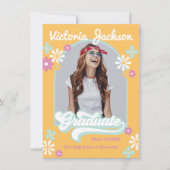 Invitation Annonce de diplômé rétro hippie (Devant)