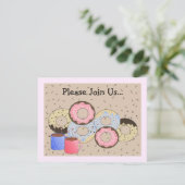 Invitation Annonce de donuts et de café (Debout devant)