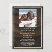 Invitation Annonce de double diplôme photo Marron Chic (Devant)