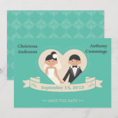 Invitation Annonce de faire part de mariage de couple de dess (Devant / Derrière)