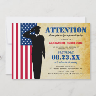 Invitation Annonce de fête d'adieu pour un soldat rustique