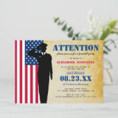Invitation Annonce de fête d'adieu pour un soldat rustique (Debout devant)