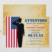 Invitation Annonce de fête d'adieu pour un soldat rustique (Devant / Derrière)