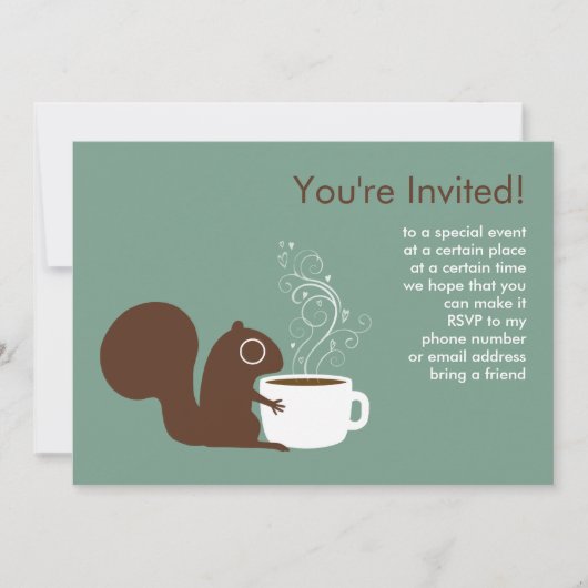 Invitation Annonce de fête de l'écureuil de café (Devant)