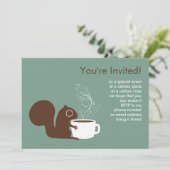 Invitation Annonce de fête de l'écureuil de café (Debout devant)