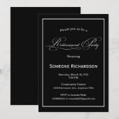 Invitation Annonce de fête de retraite noir (Devant / Derrière)