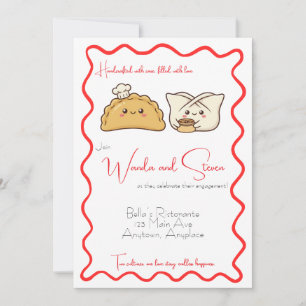 Invitation Annonce de fiançailles avec des Pierogi et Wonton