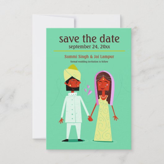 Invitation Annonce de fiançailles pour un couple indien (Devant)
