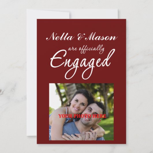 Invitation Annonce de fiançailles simple photo  (Devant)
