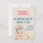 Invitation Annonce de fiançailles unique et drôle (Dos)