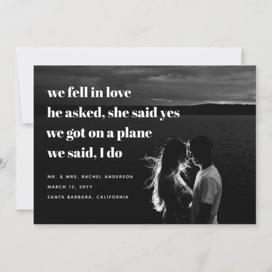 Invitation Annonce de fuite en amoureux moderne | Fuite en am (Devant)