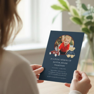 Invitation Annonce de funérailles avec photo d'ours en peluch