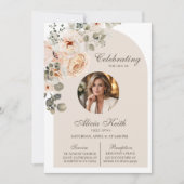 Invitation Annonce de funérailles florales Boho Arch (Devant)