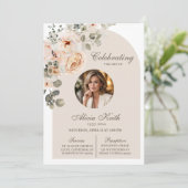 Invitation Annonce de funérailles florales Boho Arch (Debout devant)