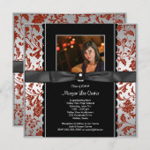 Invitation Annonce de graduation de la photo rouge et noire (Devant / Derrière)