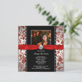 Invitation Annonce de graduation de la photo rouge et noire d (Debout devant)