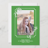 Invitation Annonce de graduation photo verte et blanche (Devant)