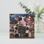 Invitation Annonce de grossesse à thème ferme avec une vache (Debout devant)