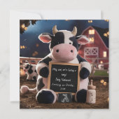 Invitation Annonce de grossesse à thème ferme avec une vache (Devant)