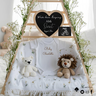 Invitation Annonce de grossesse blanche minimale personnalisa