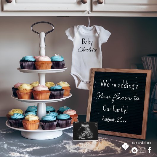 Invitation Annonce de grossesse Cupcake cuisine vintage