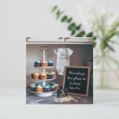 Invitation Annonce de grossesse Cupcake cuisine vintage (Debout devant)