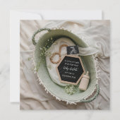 Invitation Annonce de grossesse dans un panier botanique vert (Devant)