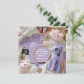 Invitation Annonce de grossesse de licorne magique violette (Debout devant)