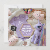 Invitation Annonce de grossesse de licorne magique violette (Devant)