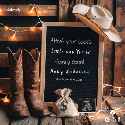 Invitation annonce de grossesse de style country occidental