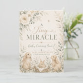 Invitation Annonce de grossesse Miracle minuscule avec lapin  (Debout devant)