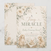 Invitation Annonce de grossesse Miracle minuscule avec lapin  (Devant / Derrière)