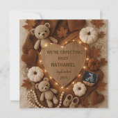 Invitation Annonce de grossesse ours automne adorable (Devant)