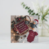 Invitation Annonce de grossesse panier de Noël festif (Debout devant)