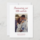 Invitation Annonce de grossesse photo miracle rose (Devant)