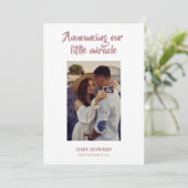 Invitation Annonce de grossesse photo miracle rose (Debout devant)