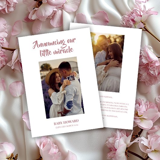 Invitation Annonce de grossesse photo miracle rose