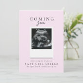 Invitation Annonce de grossesse Rose bébé à venir (Debout devant)