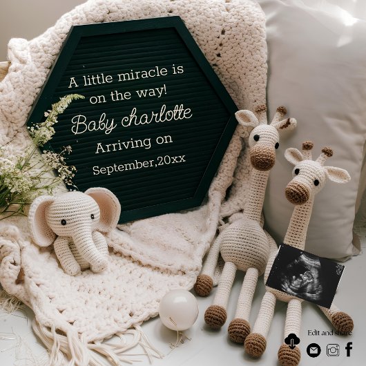 Invitation Annonce de grossesse simple et cosy dans des tons 