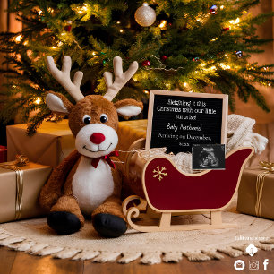 Invitation Annonce de grossesse traîneau de Noël