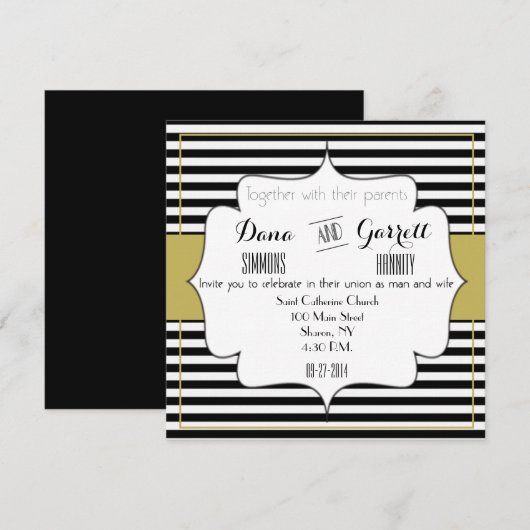 Invitation Annonce de la cérémonie de mariage Gatsby Gold (Devant / Derrière)